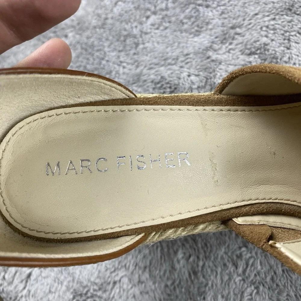 Marc Fisher Espadrille Wedge Sandals Ankle Strap Womens 5 M Brown